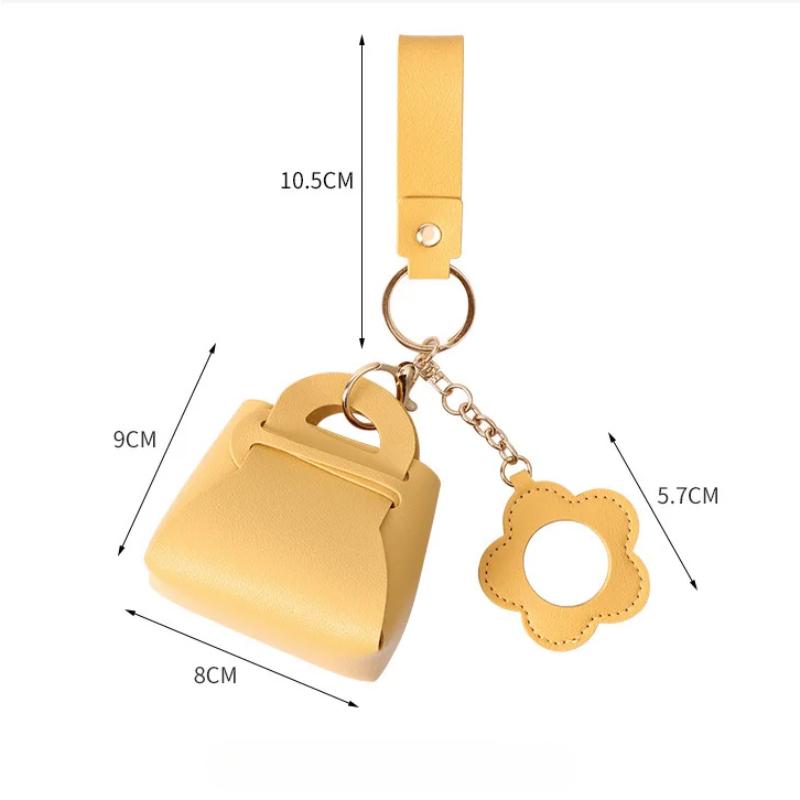 Kreatywna skórzana damska kopertówka w kształcie breloka z lustrem, mini słuchawką, torebką na klucze, portmonetką, uroczą zawieszką do torebki