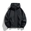 Giacca da uomo con cappuccio, giacca a vento, trench, oversize, taglie forti, impermeabile, nera, da campeggio, ampia, sottile, softshell
