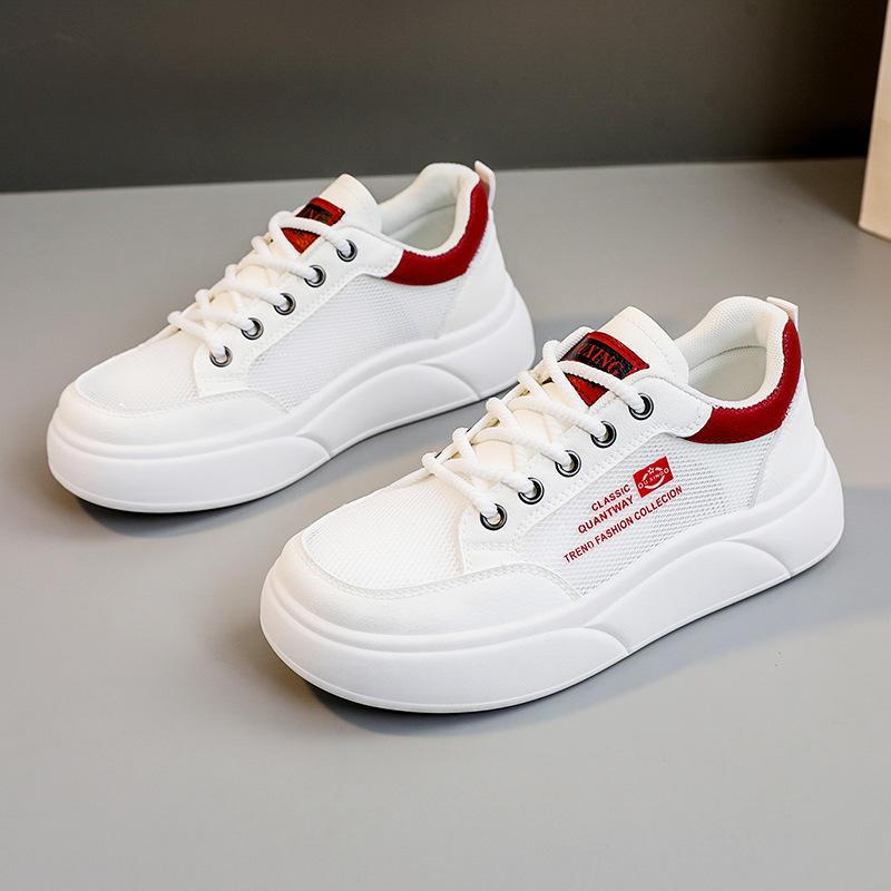 

Sh617 Новые сетчатые туфли, кроссовки на весну и осень, универсальные женские туфли на платформе с сетчатой ​​поверхностью, увеличивающие рост туфли на досках, белые туфли 35