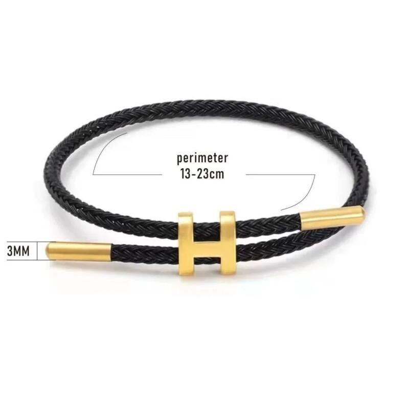 Bracelet Corde en Acier Inoxydable Boucle en H Polyvalent et Atmosphérique Bracelet Ajustable Acier Titane Étanche pour Femmes Hommes