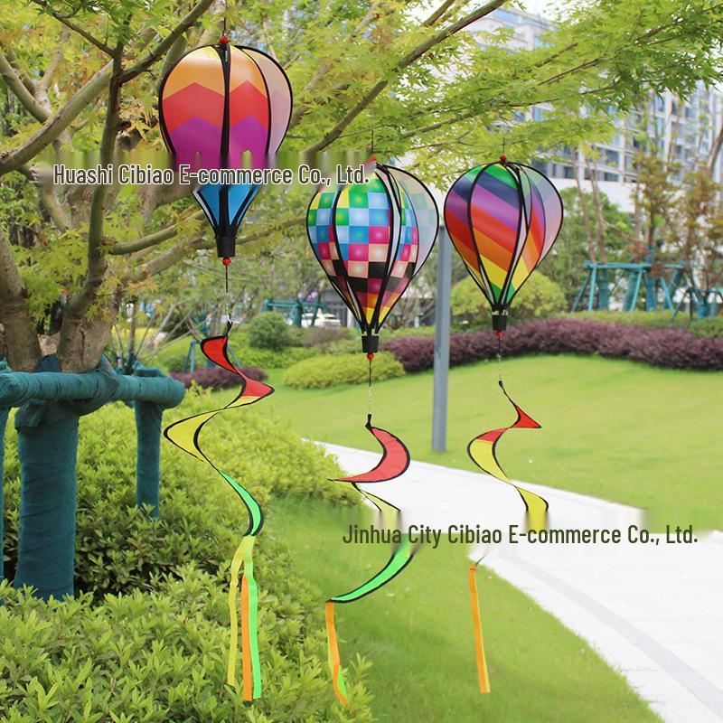 Rainbow Hot Air Balloon Garden Wind Spinner Ornament