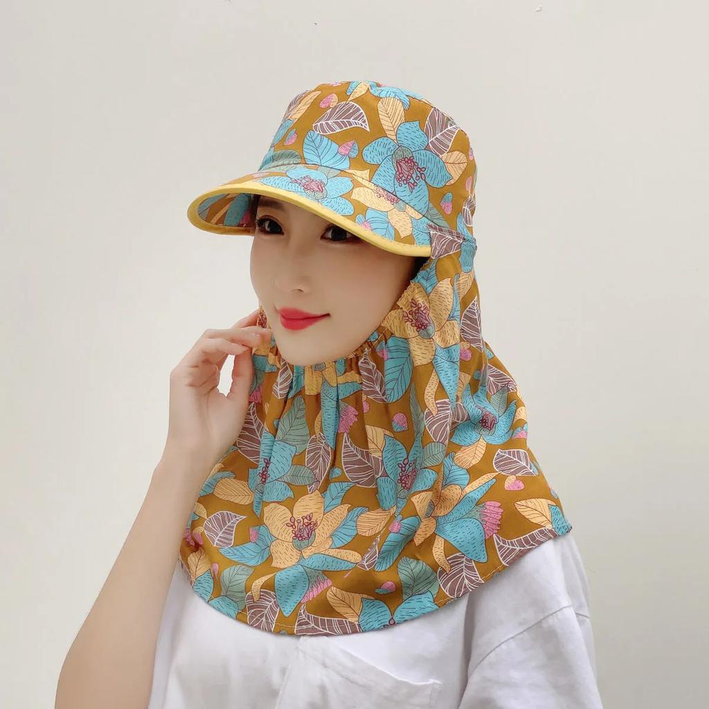WTEMPO Cappelli Estivi Stampati con Protezione Solare Antivento Antipolvere Protezione Viso Collo Femminile Ciclismo Lavoro all'Aperto Cappelli da Sole