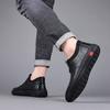 Men's Spring Leather Shoes Casual Shoes Comfortable Lazy Daddy Shoes Plus Cotton Plus Velvet Soft Sole One Foot Kick Bean Shoes