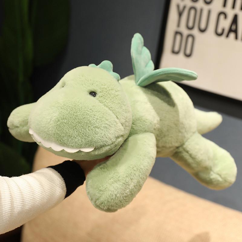 Cute Dinosaur Sitting Plush Cartoon Boy Sleeping In Bed Accompanied By Doll Gift