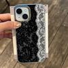 Black And White Lace Stitching Cute Cartoon Silicone Case For Iphone 12 11 13 15 Plus 14 17 16 Pro Max Lovely Girls Phone Cover