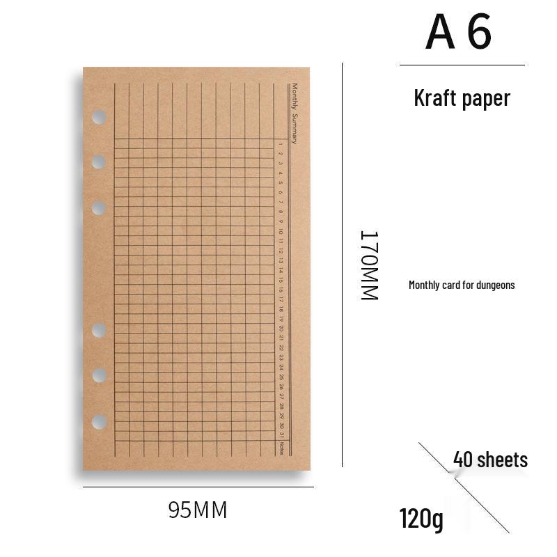 A6 Loose-Leaf Multi-Functional Planner: Daily/Weekly Plan & Accounting Inserts - Removable Inner Pages Replacement
