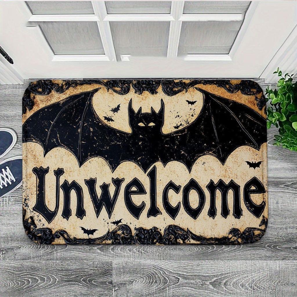 Halloween Doormat Ghost Bat Pumpkin Welcome Mat Doorway Halloween Festival Carpet Non-Slip Indoor/Outdoor Entrance Decoration