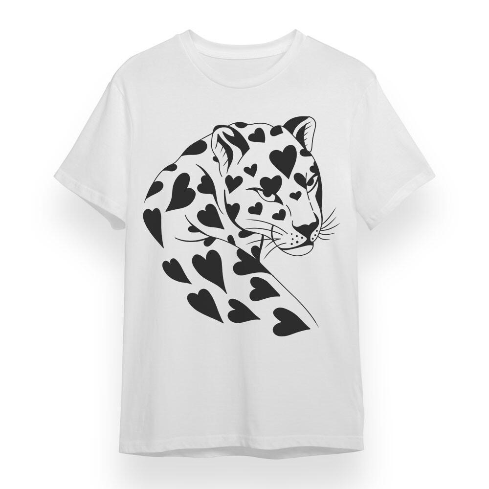 

Women s Oversized T-shirt With Geometric Leopard Graphic White 100% Cotton Tee XL