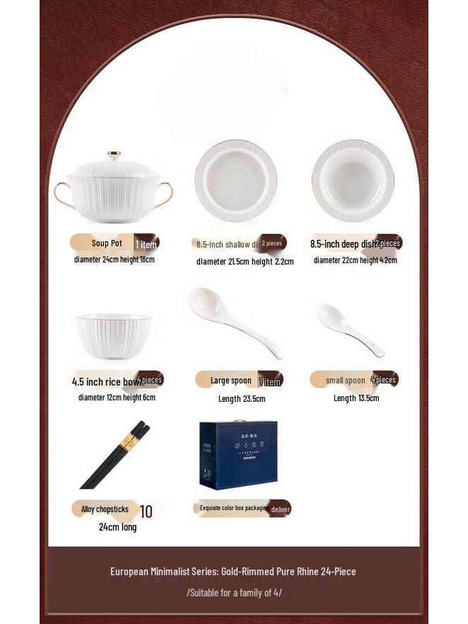 Mordeka Lanka Nordic Pure White Ceramic Dinnerware Set - 46 Pcs for 10 People