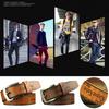 Men's Leather Belt Letter Print Luxury Classic Buckle Business Belts Cowboy Vintage Waistband Alloy Belts Durable