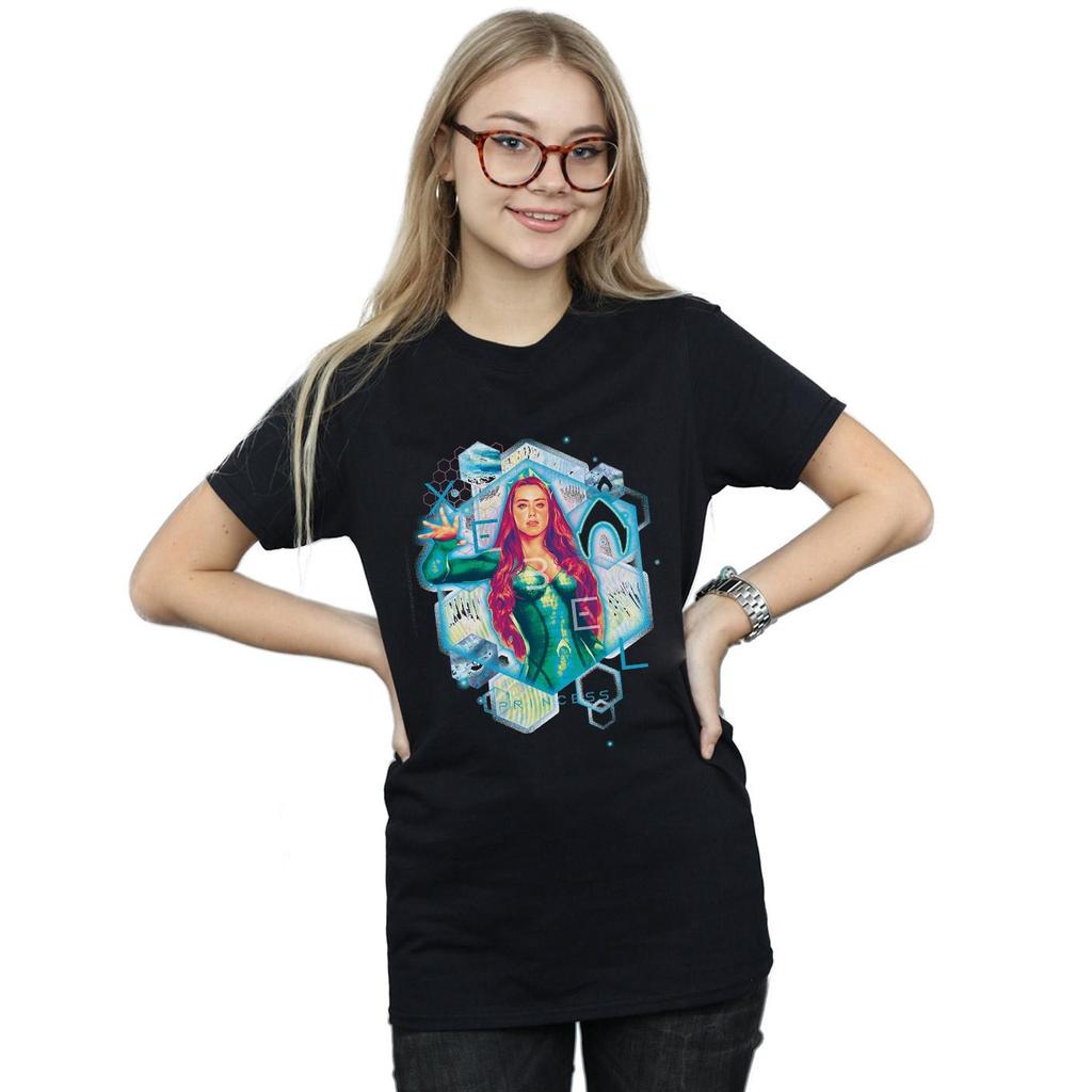 DC Comics Womens/Ladies Aquaman Mera Geometric Cotton Boyfriend T-Shirt