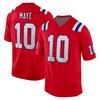 Drake Maye #10 Red Football Jersey Player Game Shirt Unisex Sportswear Fashion Gift for Fans T-shirts Tracksuit