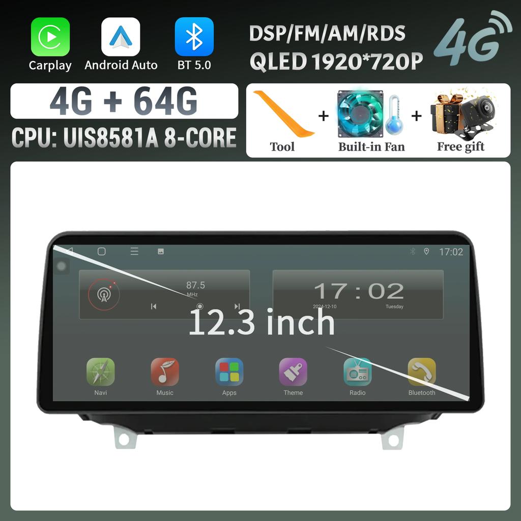 12.3inch Android 14 For Hyundai Santa Fe 2017-2021 Car Radio Multimedia Navigation Wireless BT Carplay Head Unit Touch Screen