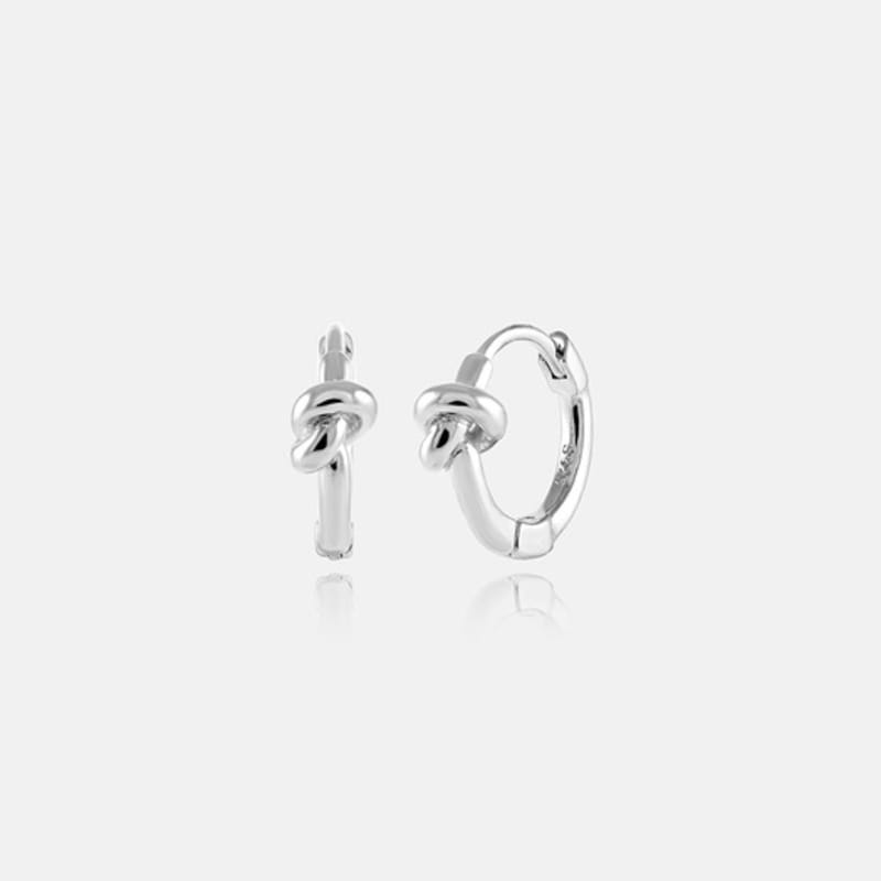 JUDY AND PAUL [925 Silver] Rope Twist All-Silver Ring Earrings