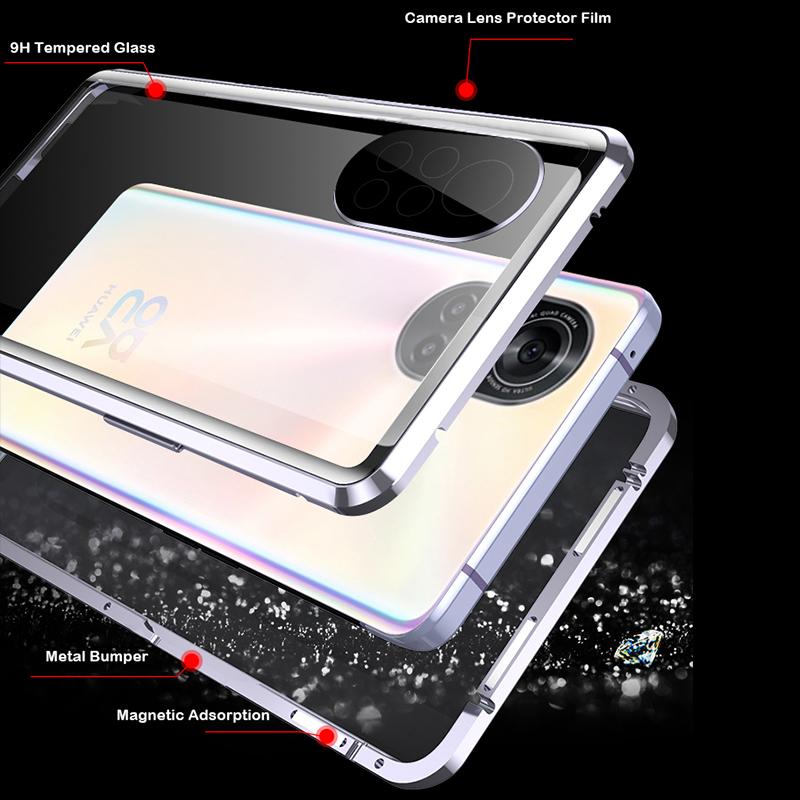360 Double Sided Magnetic Glass Case For Huawei Nova 6 SE 7i 7 Pro 8 9 SE Cover Nova 11 9 10 12 Pro With Camera Lens Protection