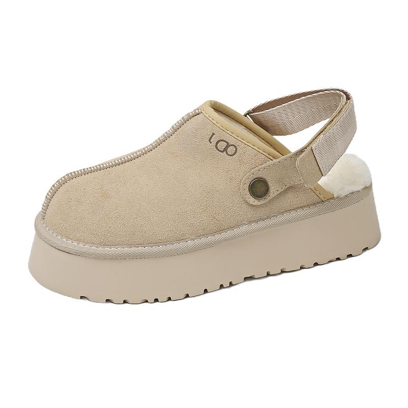 Women's Baotou Plush Slippers - Padded warm winter thick bottom heightened home slippers casual hiking indoor shoes snow cotton slippers