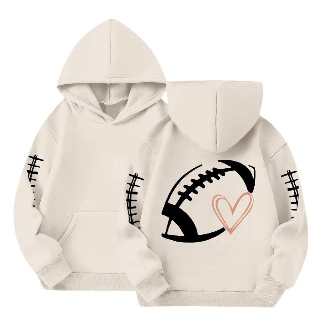 Kids Hooded Pullover Long Sleeve Sweatshirt with Letter Print for Everyday Wear