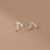 Real 925 Sterling Silver Simple V-shaped Stripe Stud Earrings for Women Men Unisex