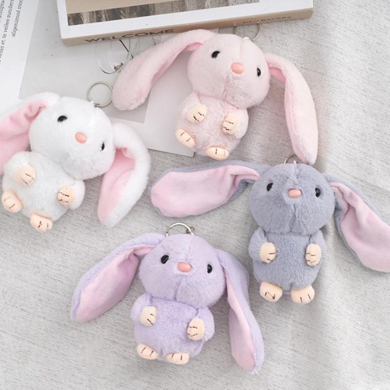 Long-Eared Rabbit Doll Pendant Cute Little White Rabbit Plush Gift Doll Bag Keychain Pendant Gift Children Sleeping Doll