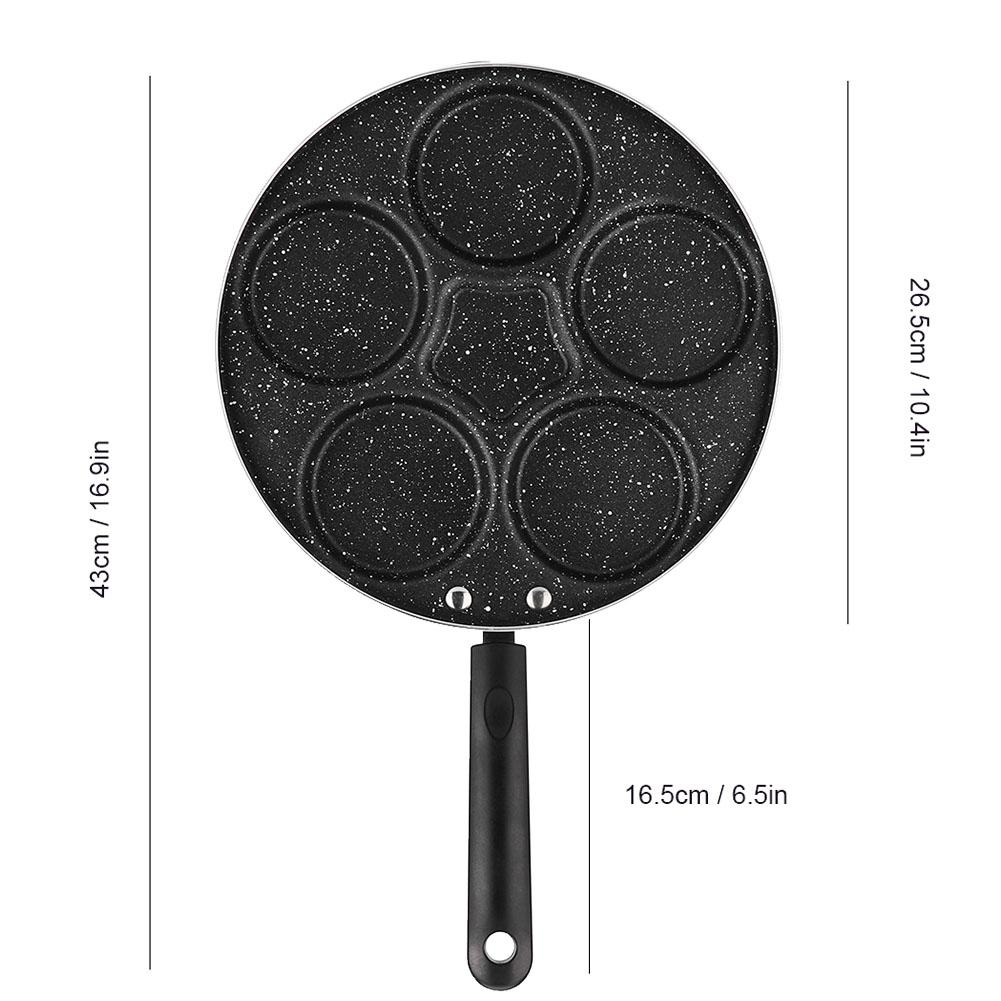5 Round Holes Frying Pan Non Stick Eggs Cooking Pan Home Kitchen Cookware for Breakfast