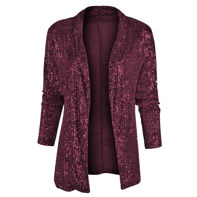 Women's Blazers Sequin In Coats Long Sleeve Cardigan Fashion Suit Slim Fit Short Outerwear Female Clothing Autumn