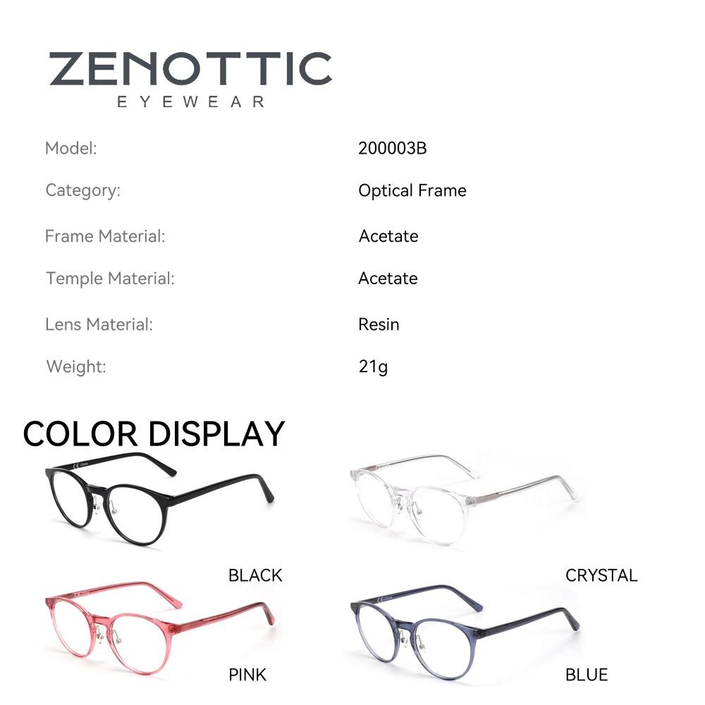 ZENOTTIC Acetate Anti Blue Light Blocking Glasses Retro Round Computer Gaming Goggles Eyewear CR-39 Clear Lens Optical Spectacle