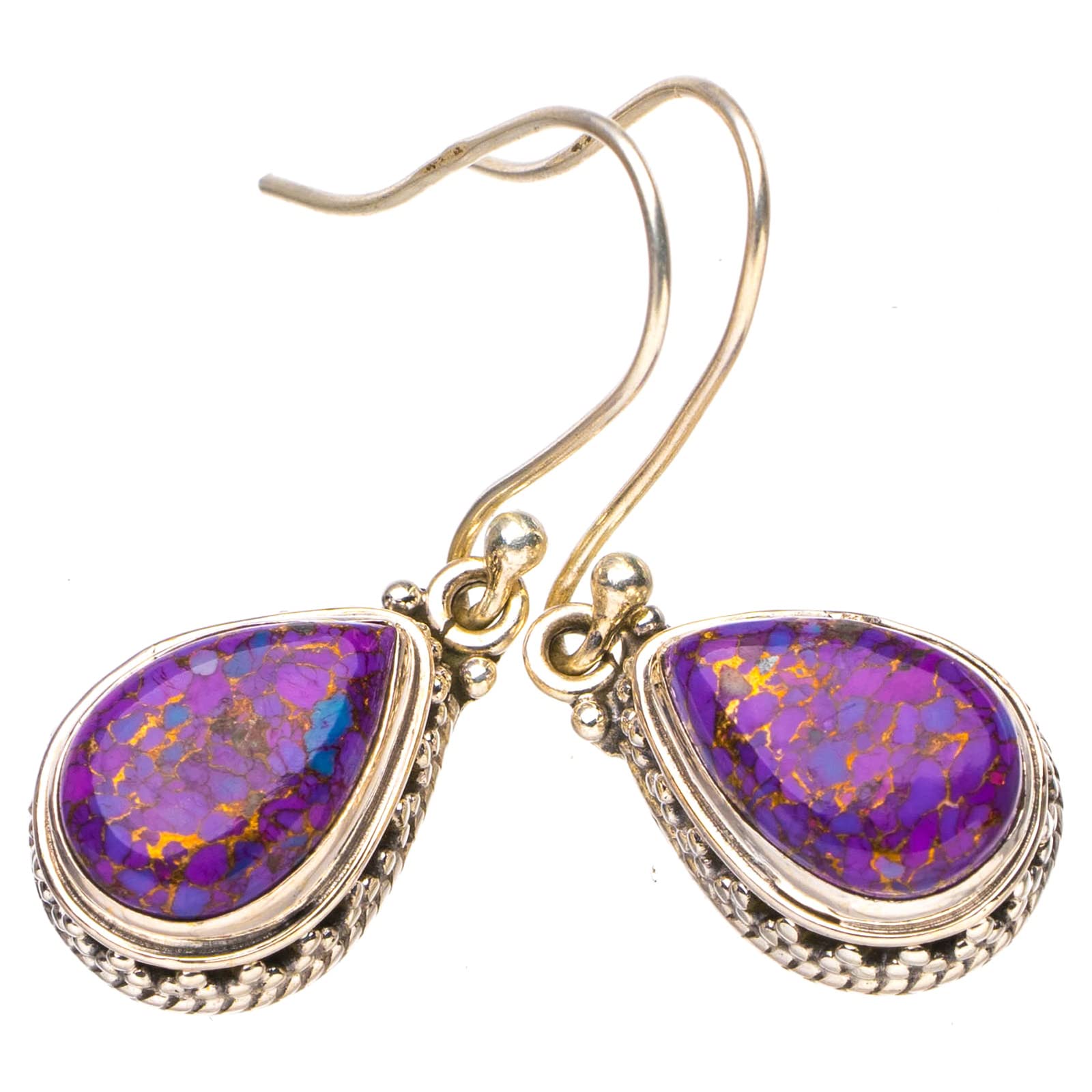 

StarGems® Natural Copper Turquoise Handmade 925 Sterling Silver Earrings 1.5 E6766