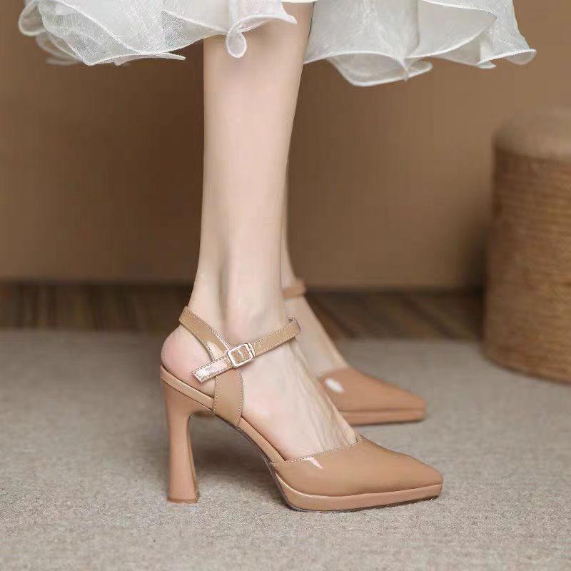 New Women High Heel Sandals Pointed Toe Square Heel Shoes Women Dress Cover Toe Elegant sexy Platform Sandals Sandalias De Mujer