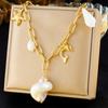 DIEYURO 316L Stainless Steell Conch Shell Starfish Turtle Dolphin Necklace For Women New Marine Neck Chain Jewelry Gift