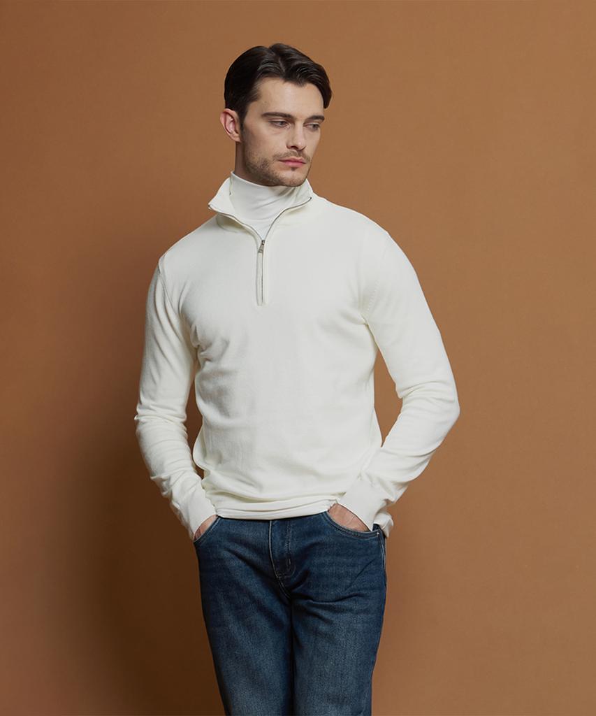 PANICALE White Soft Half-Zip Knit