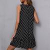 Women's Polka Dot Ruffled Sleeveless Dress Summer Fashion Crew-neck A-line Dress