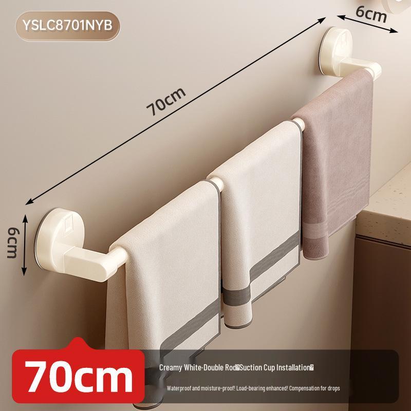 Suction Cup No-Drill Towel Rack - Wall-Mounted Bathroom Organizer with Single/Double Bar