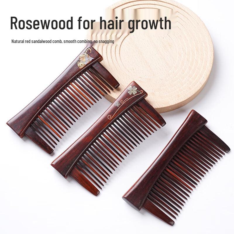 Baiduoyang Natural Red Sandalwood Engravable Fine-Tooth Comb