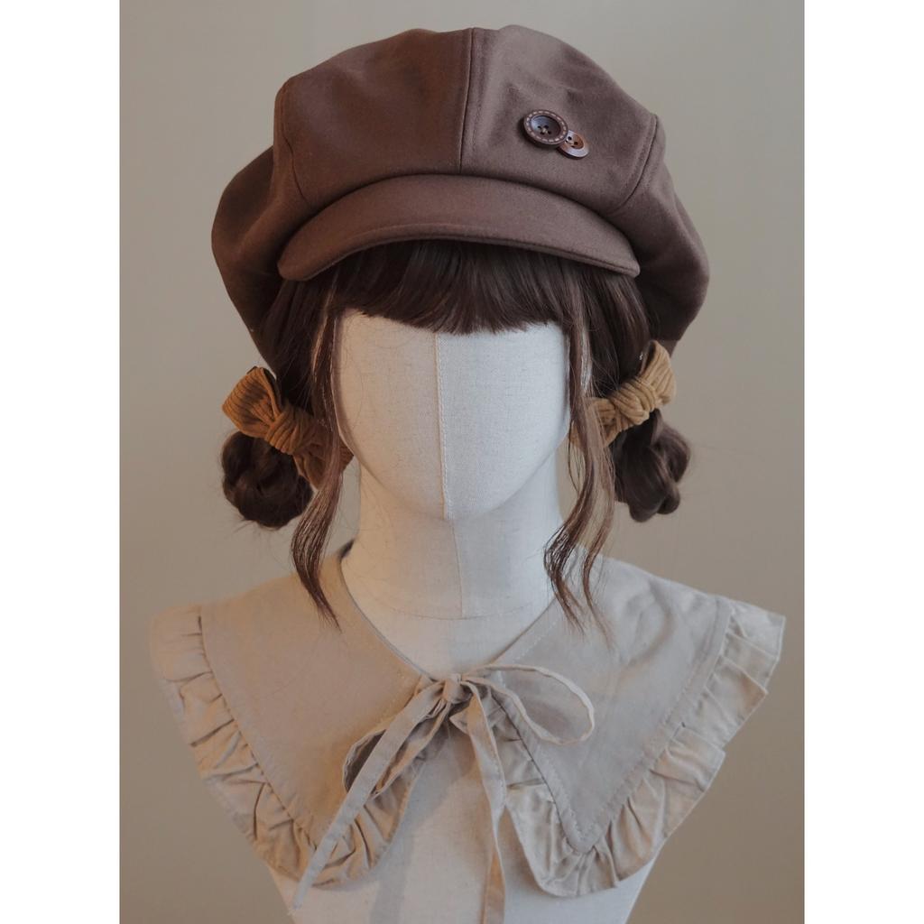 New Original Handmade Cloud Hat Beret Autumn and Winter Warm Brown Newsboy Hat Korean Version Japanese Style Versatile and Small Face
