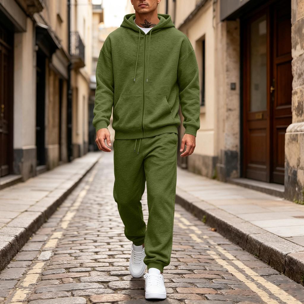 Men's 2-Piece Hoodie Sweatshirt Set Color Casual Sportswear for Everyday Wear