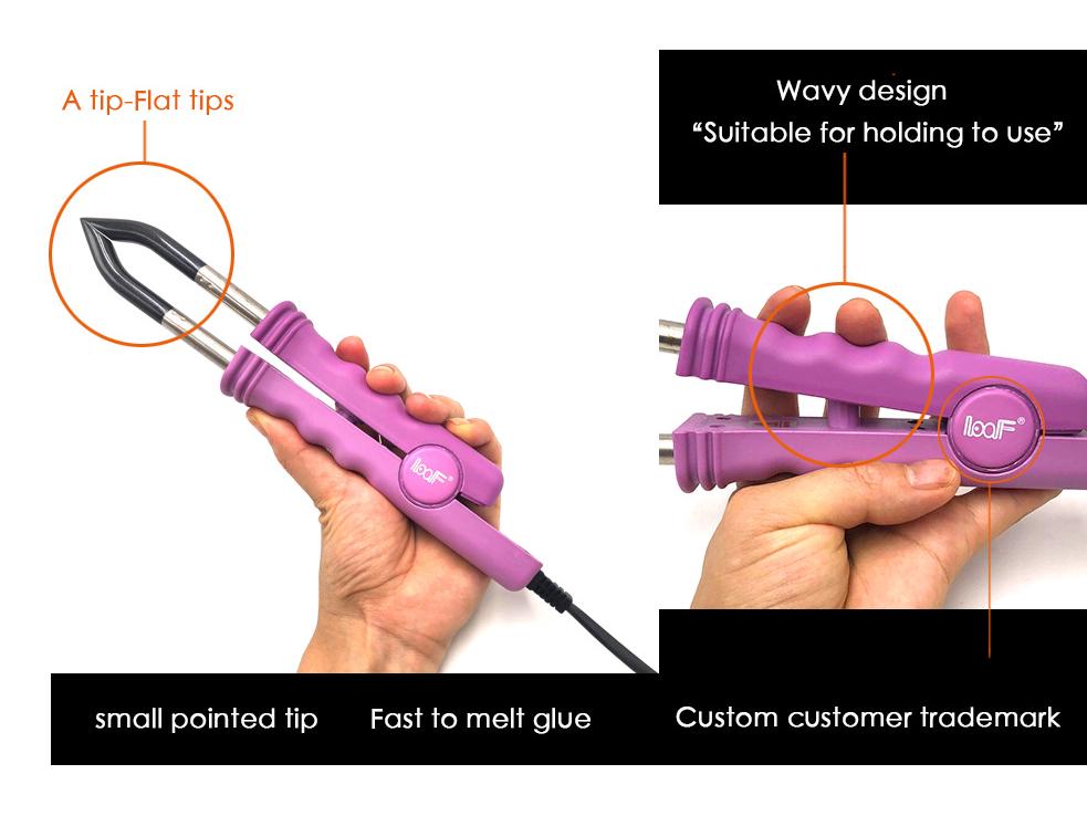 Black Hair Extension Iron, Adjustable Temperature, Quick Heat Glue, Pliers Clips Tools, EU/US Plug