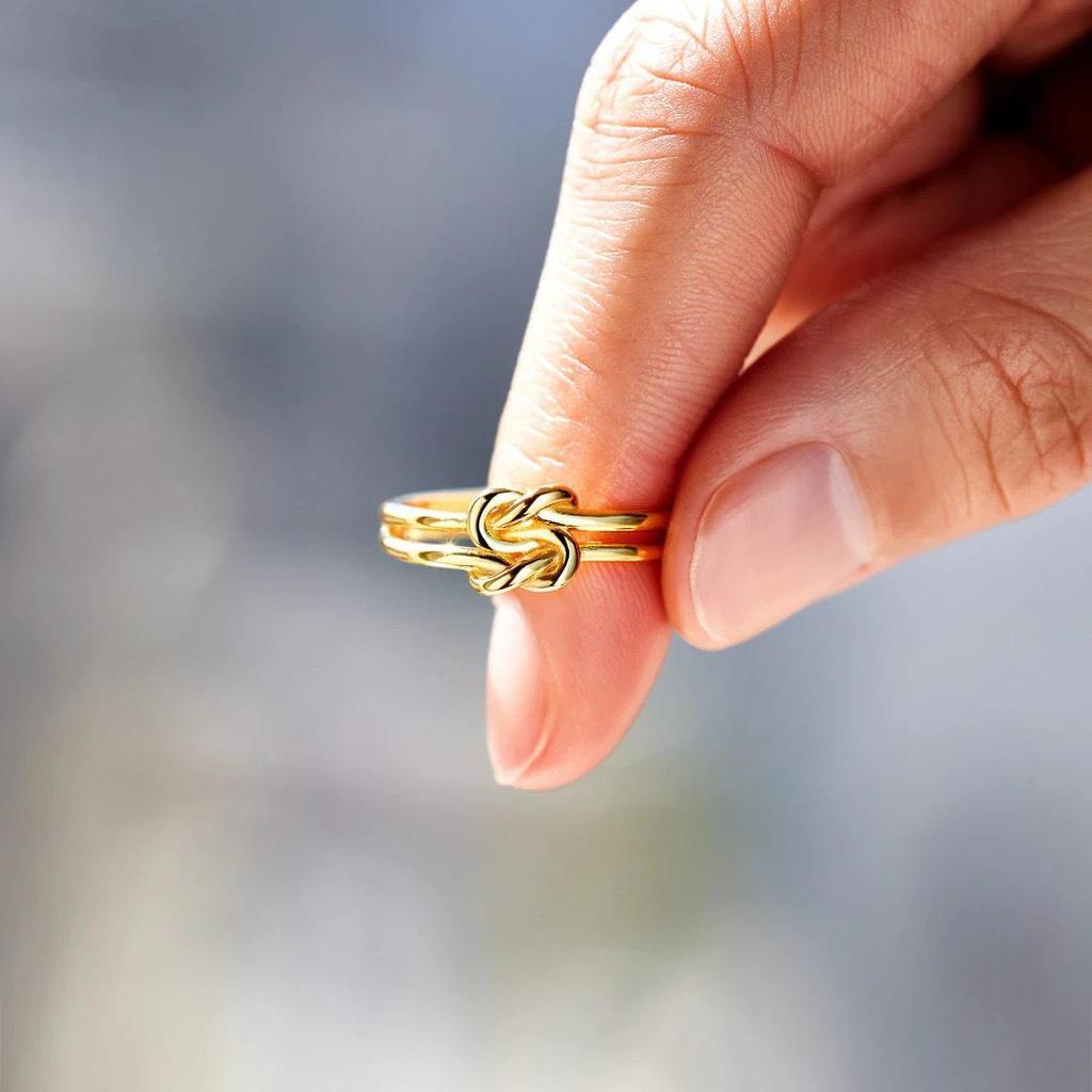 High-End S925 Sterling Silver Double Knot Four-Leaf Clover Ring for Women - European and American Style Index Finger Jewelry