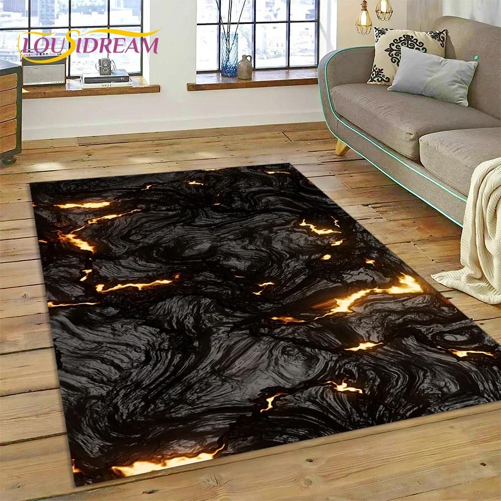3D Volcano Lava Magma Carpet Rug for Bedroom Living Room Home Sofa Decoration,Children Game Large Decor Floor Mat Non-slip Gift