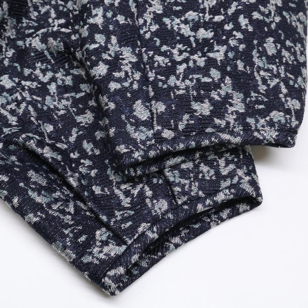DRAWER 6521-299-1047 Navy Silk Cupra Flower Jacquard Back Zipper Pullover Tops Not Written blackUsed