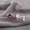 Rhodolite Gemstone 925 Sterling Silver Handmade Cufflinks 0.6" Jewelry For Men CL-1-15