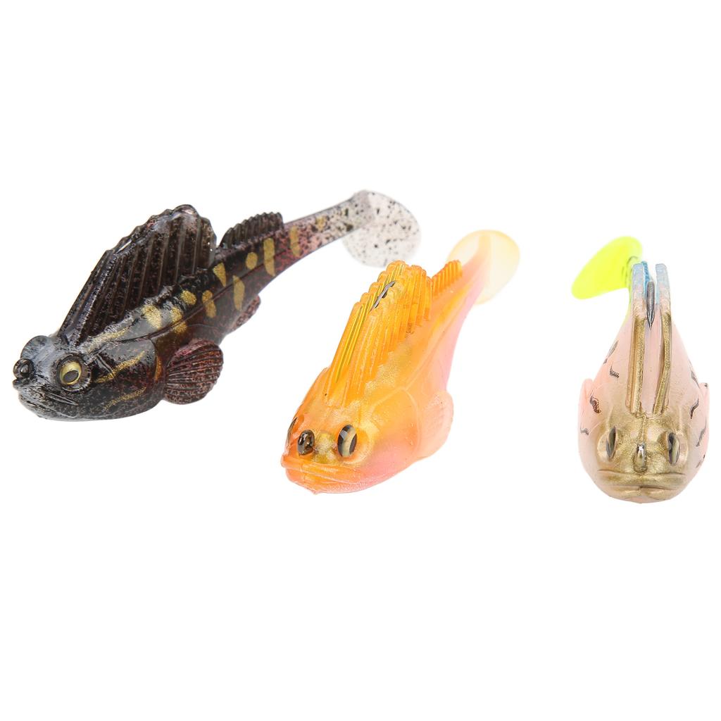 3Pcs Lure Soft Baits Jumping Fish Soft Bait Sinking Artificial Fake Fishing Lure