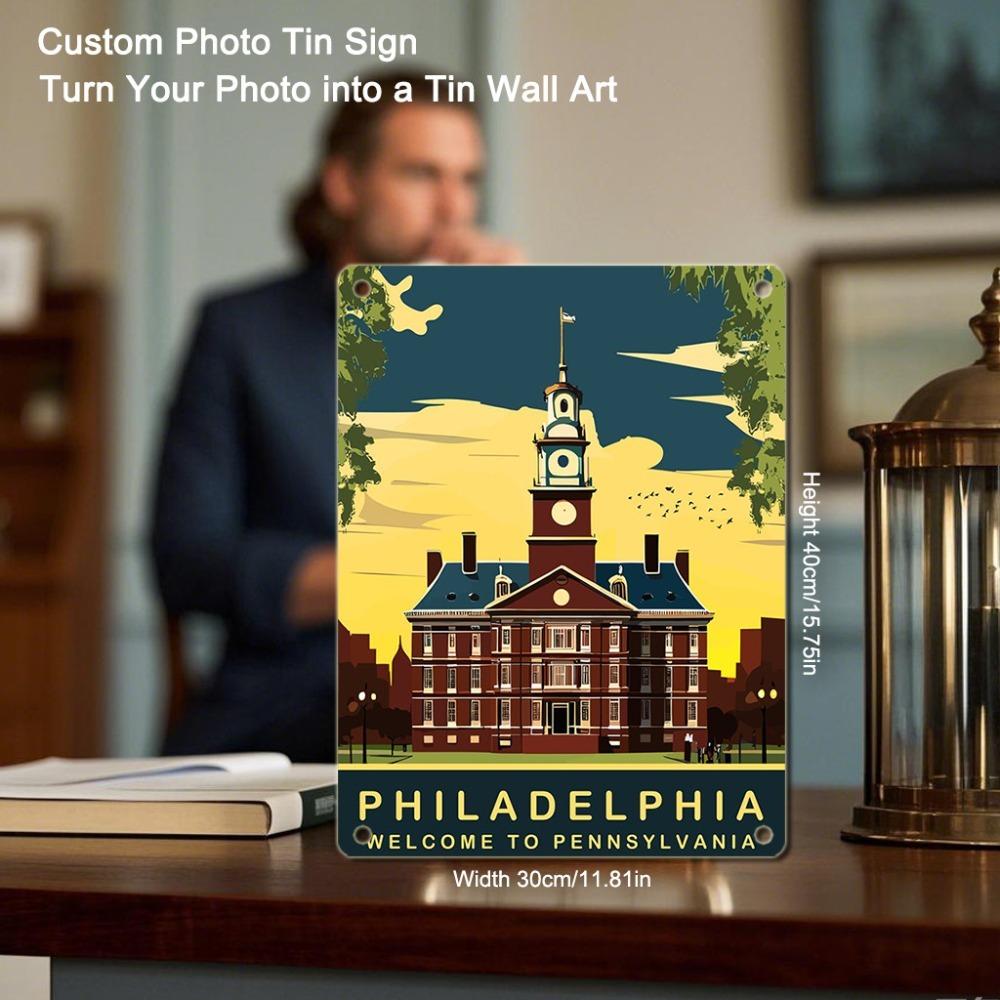 Retro Welcome to Pennsylvania Philadelphia Metal Plaque Indoor Outdoor Wall Art Home Decor Gift