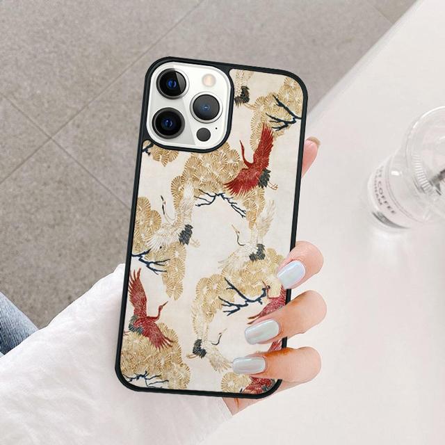 Japanese Cranes Art Coque Shell For iPhone 17 Air 15 16 14 13 12 Pro Max 11 Pro Max Plus Phone Case Cover