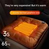 Car Heated Seat Cushion USB Power Graphene Heated Seat Pad 3 Levels Heating Seat Cushion for Park Stadium Car Travel