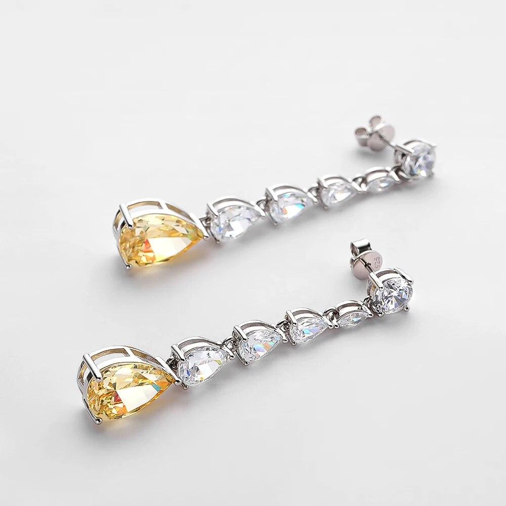 Sterling Silber 100% 925 9*13mm Gelb Wassertropfen High Carbon Diamant Tropfen Ohrringe Für Frauen Funkelnden Feinen schmuck Geschenke