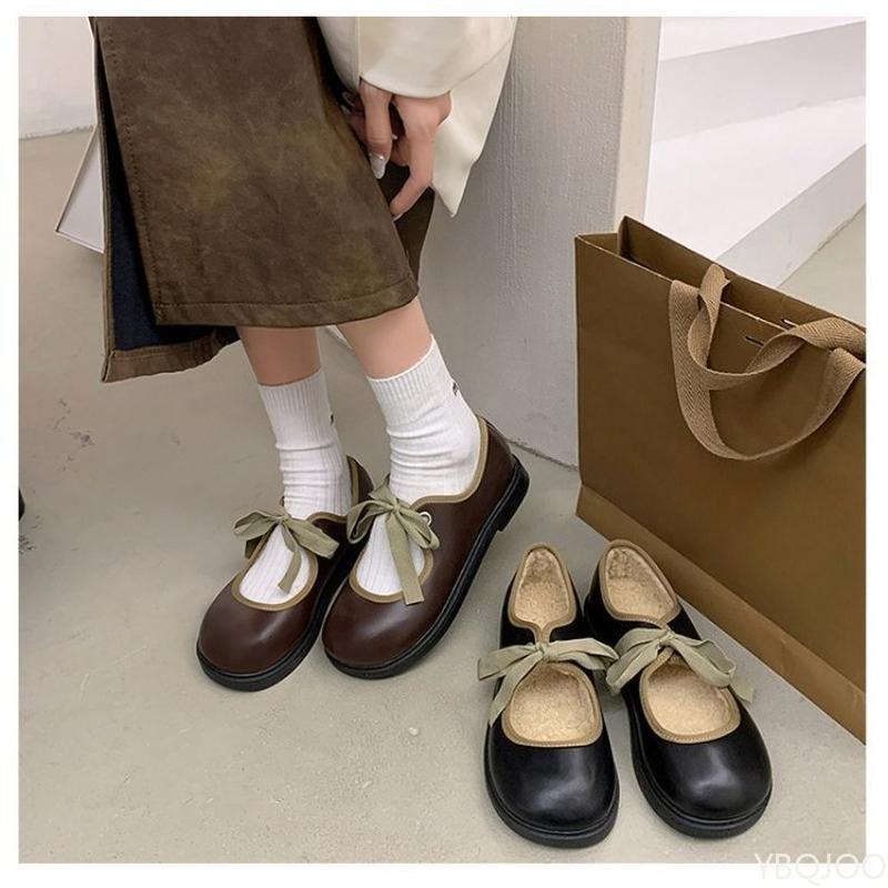 Fashion 2025 New Thick Bottom Round Head Low Heel Shallow Mouth with Skirt Single Shoes for Women in Autumn Simple Comfortable