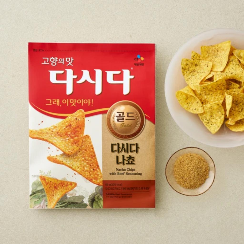 CJ Korean Nacho Chips 65g 93g 3 Flavors Bibigo Seaweed Dasida Beef Seasoning Crazy Spicy Kimchi Nacho K-Snack