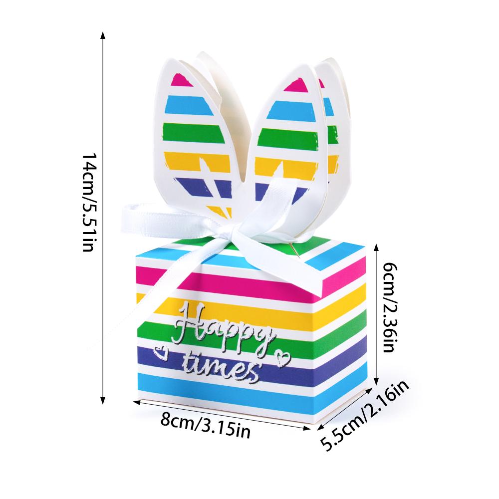 

10/20pcs Cute Rainbow Rabbit Ears Paper Cookie Candy Box Happy Easter Day Party Gift Bunny gift Packing Boxes Decoration 2025 10pcs&as photo