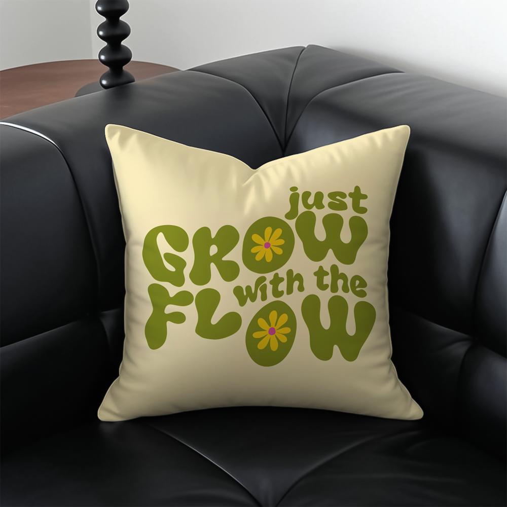 H-Healing Text Cushion Cover Pillow Case Anti-Dustmite Invisible Zipper Silky Plush Cushion