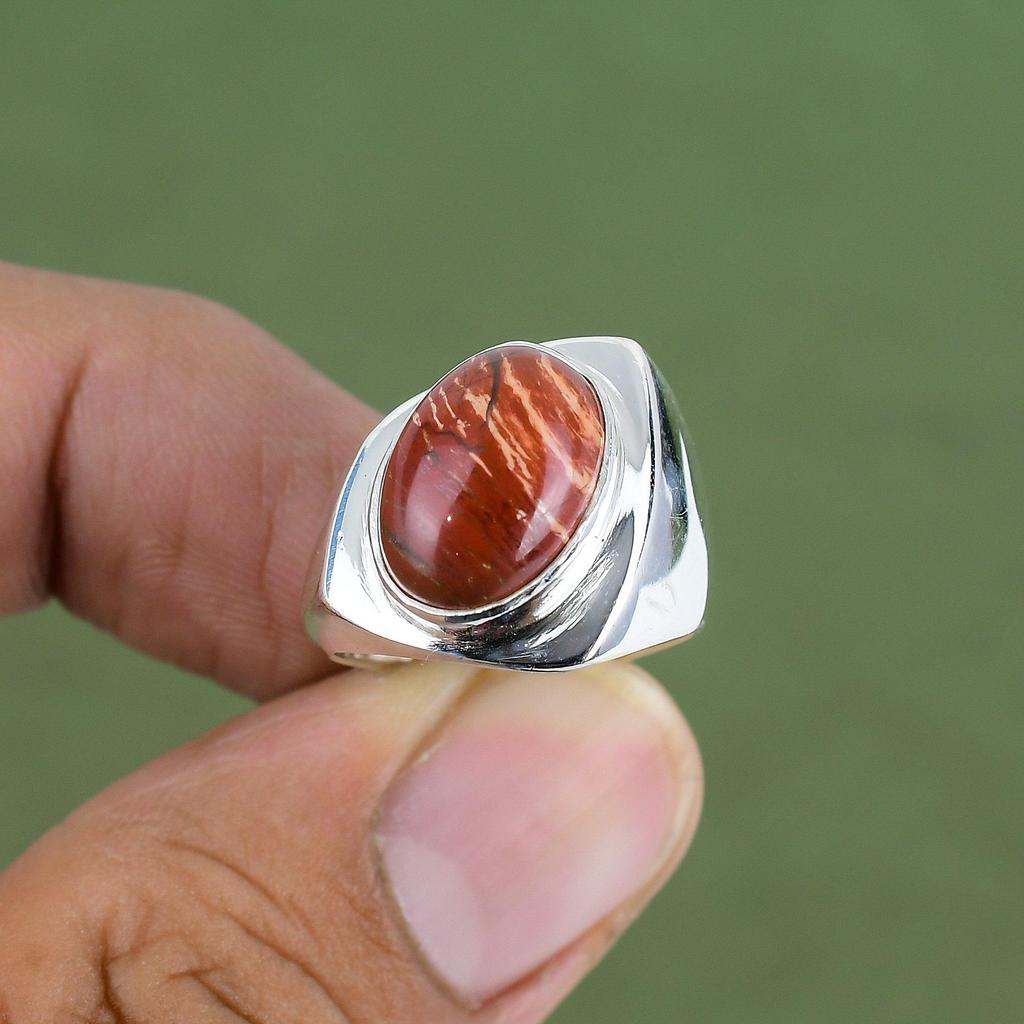 Red Snakeskin Jasper Ring 925 Sterling Silver Ring Original Gemstone Ring Handmade Jewelry Amazing Ring Gift For Love Available In Ring Size